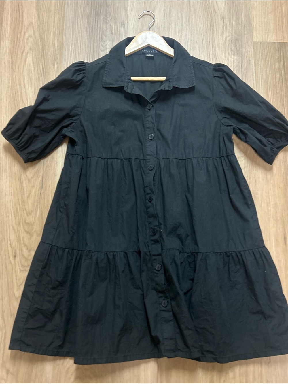 Sanctuary Black Tiered Button-Front Dress